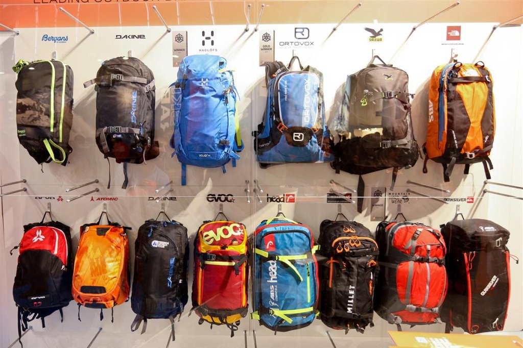 Numerous manufacturers now produce backpacks with an integrated ABS system (top row) or attachments for the ABS Vario system (bottom row)