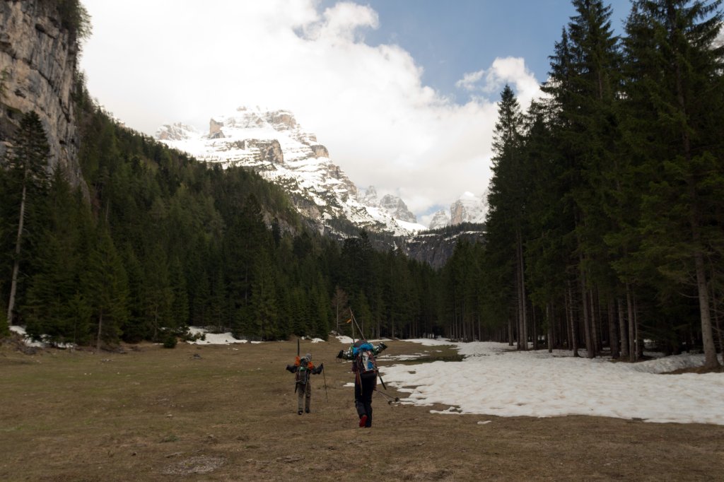 Late in the year (here in May) you also have to carry your skis to Malga Brenta Bassa.