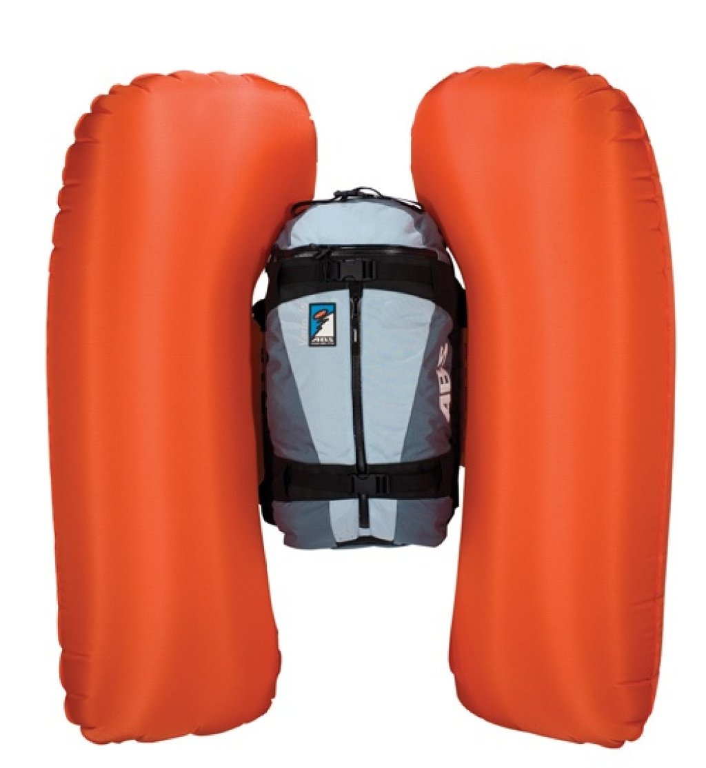 The ABS avalanche airbag with inflated balloons.