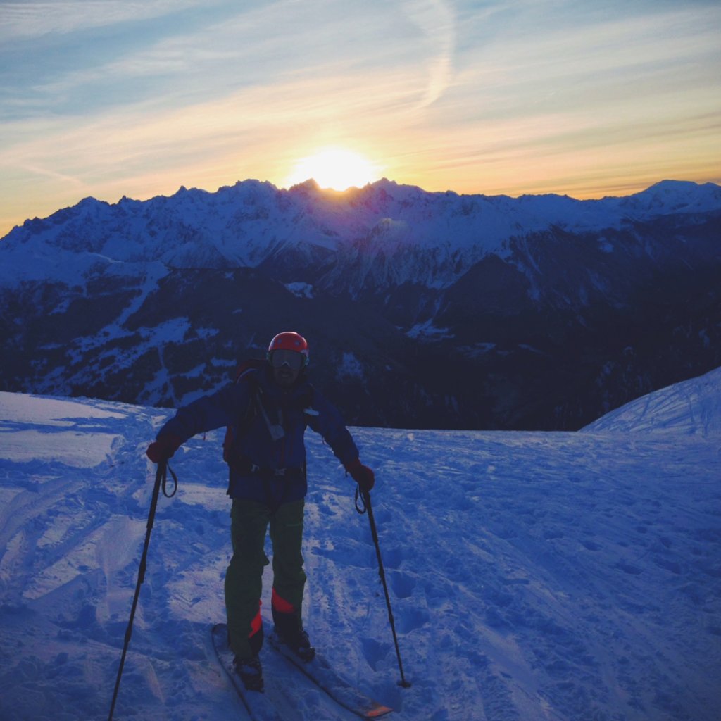 The sun sinks behind Mont Blanc