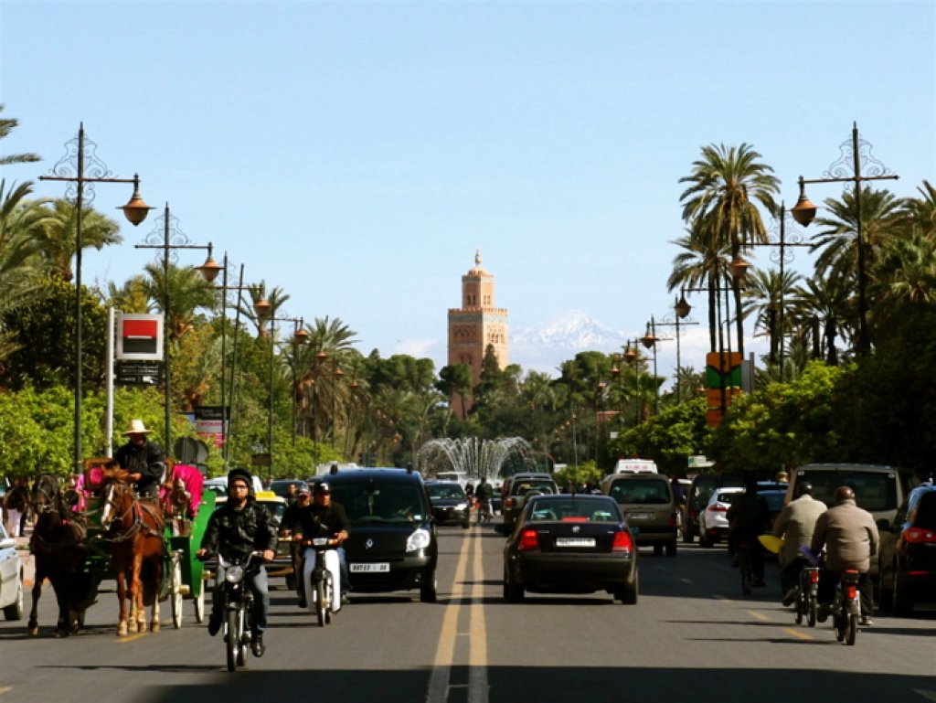 Right in the center of Marrakech you can see the snow-capped mountains of the High Atlas Mountains.