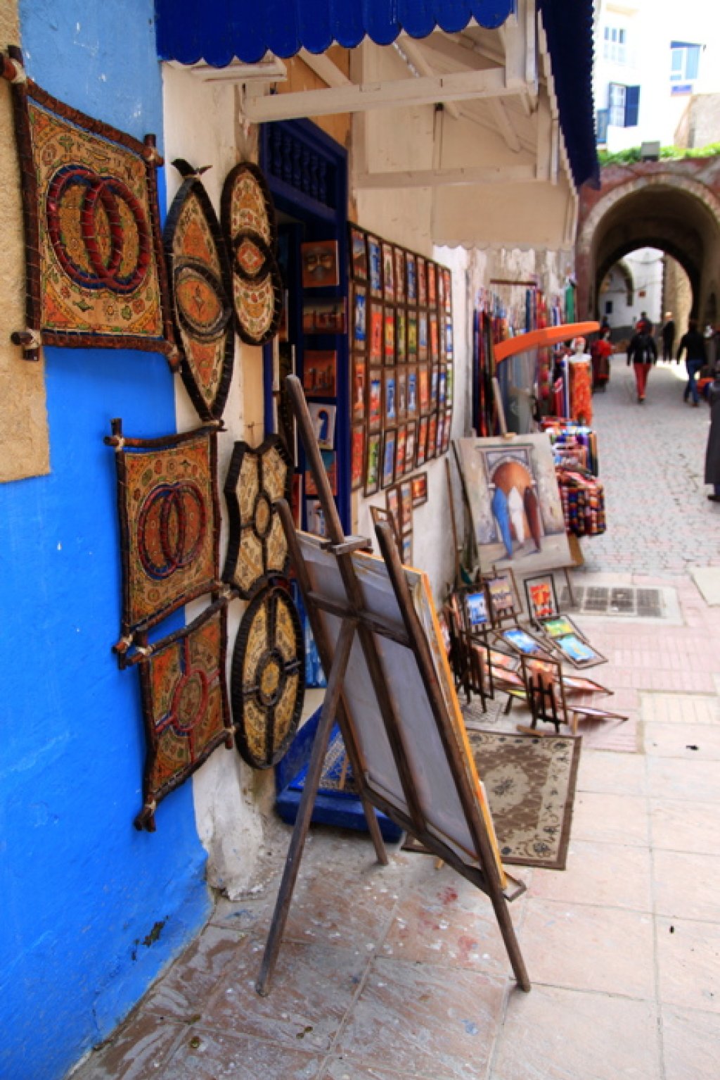 The narrow streets of Essaouira's old town are traditionally used to sell handicrafts and spices.
