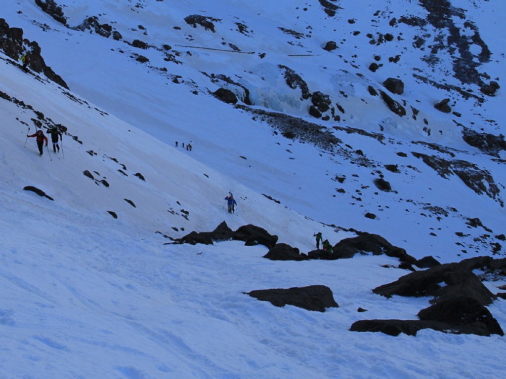 Early morning ascent above the hut.