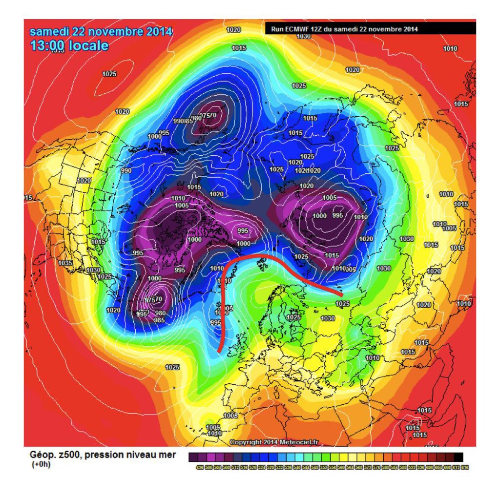 22.11.: Little is happening. Unusually cold in eastern parts of the USA, unusually warm in Europe.