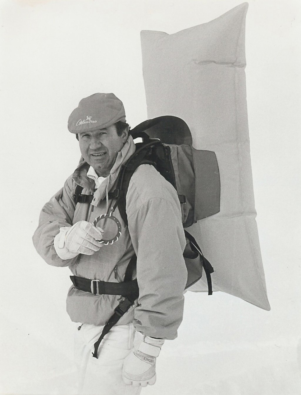 Peter Aschauer with the first ABS backpack