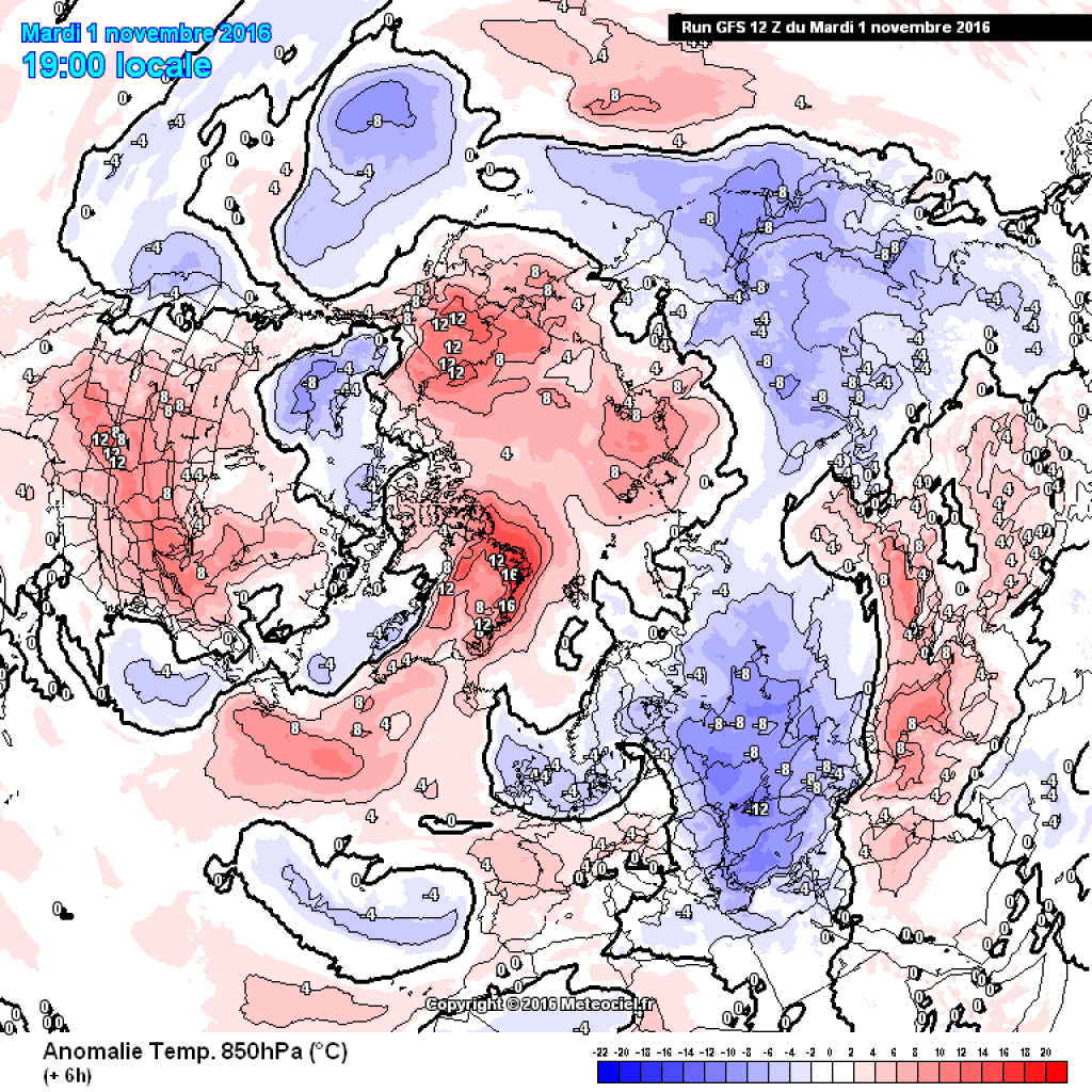 Current temperature anomalies in 850hPa