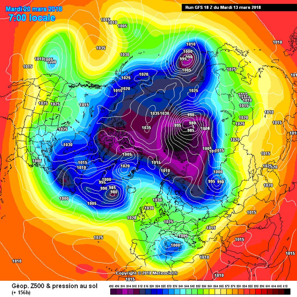 Exemplary map for next week Tuesday, 20.3. High pressure influence in almost all of Europe.