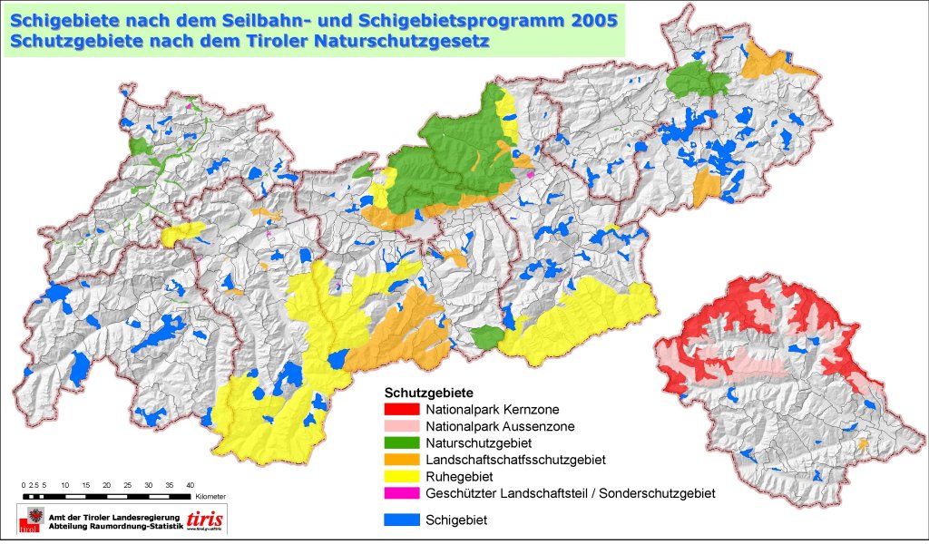For comparison: the ski resorts and protected areas in Tyrol.