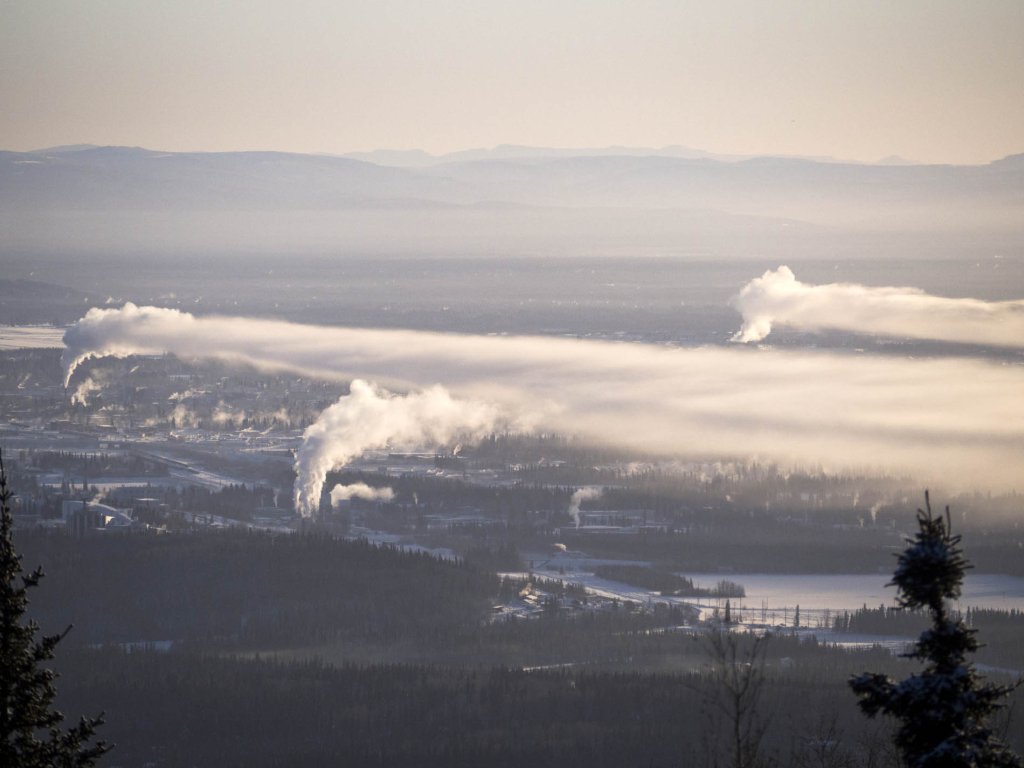 Morning power plant steam in Fairbanks