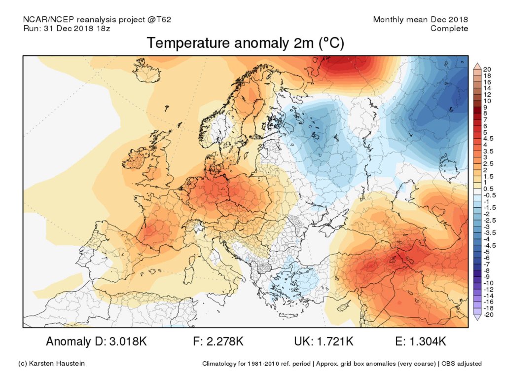 Temperature anomaly December