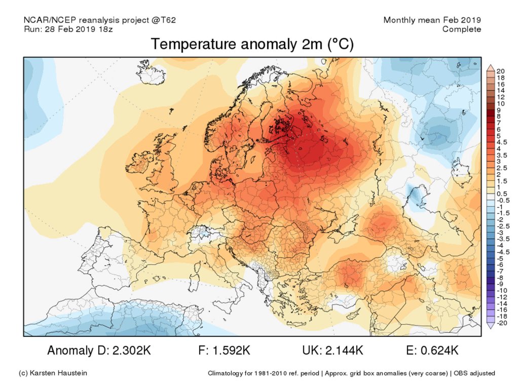 Temperature anomaly February