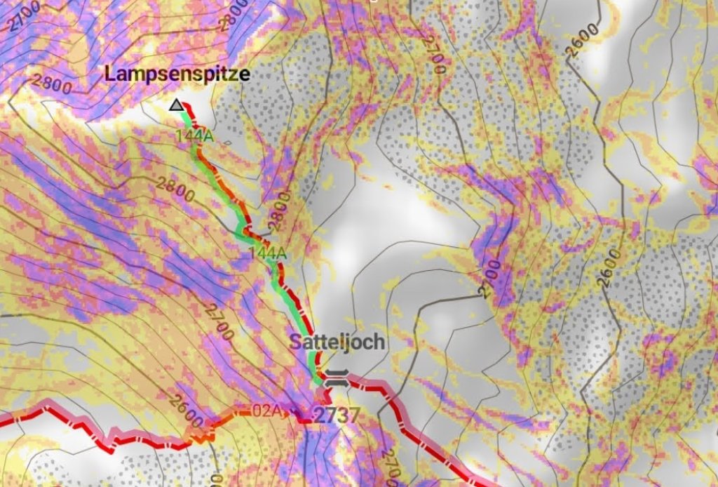 Map with slope overlay, Lampsenspitze