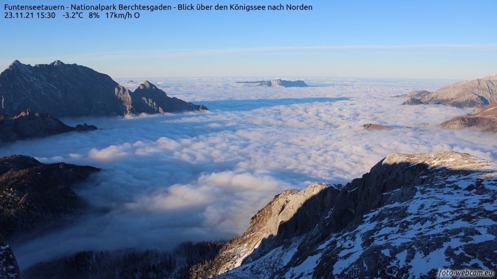 Sea of fog in the Berchtesgaden Alps yesterday, Tuesday.