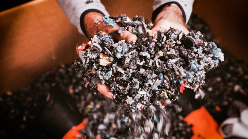 Ski boot recycling: Inner boots are also shredded and reprocessed.