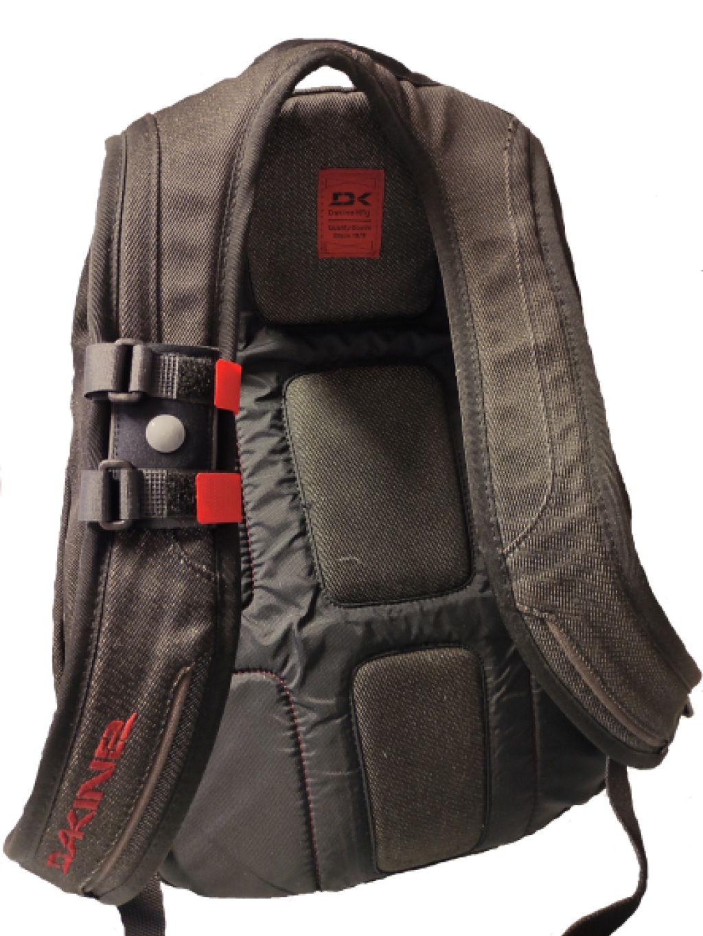 Backpack with emergency button on the strap