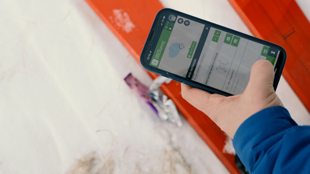Waste found on ski tours can be documented with the Dreckspotz app.