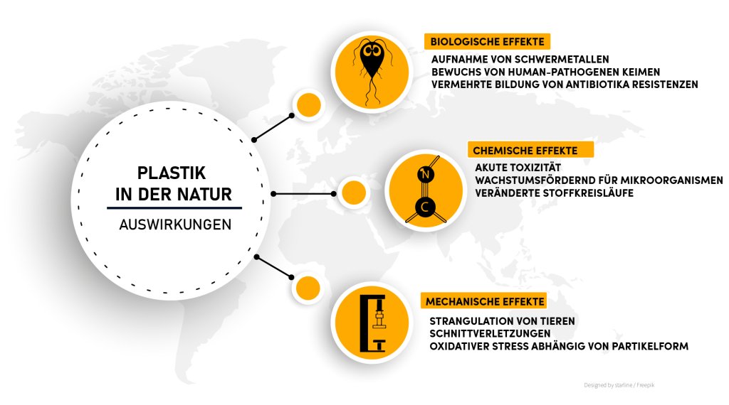 Overview of the effects of plastic in nature.
