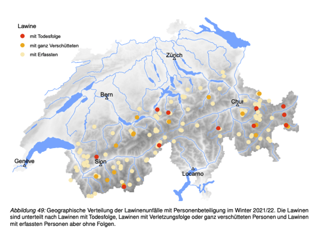 Avalanche accidents involving people in winter 21/22
