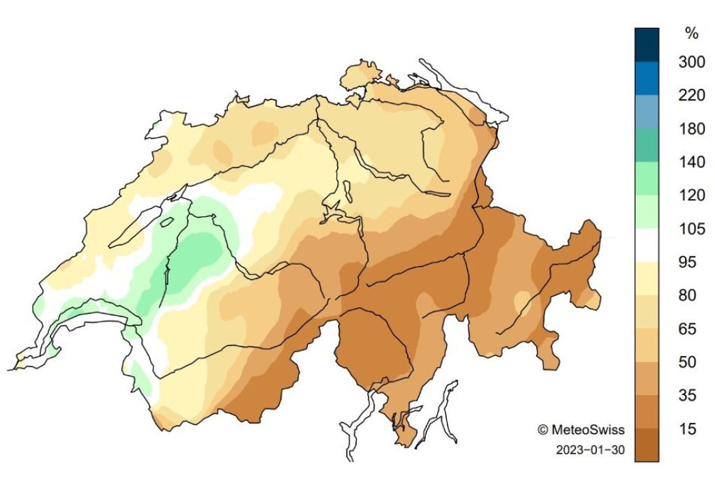 Switzerland largely too dry in January.