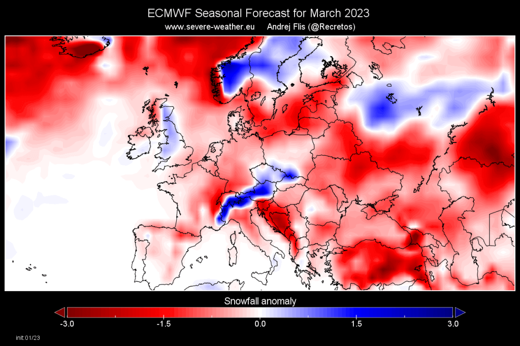 ECMWF forecast for precipitation anomalies in March