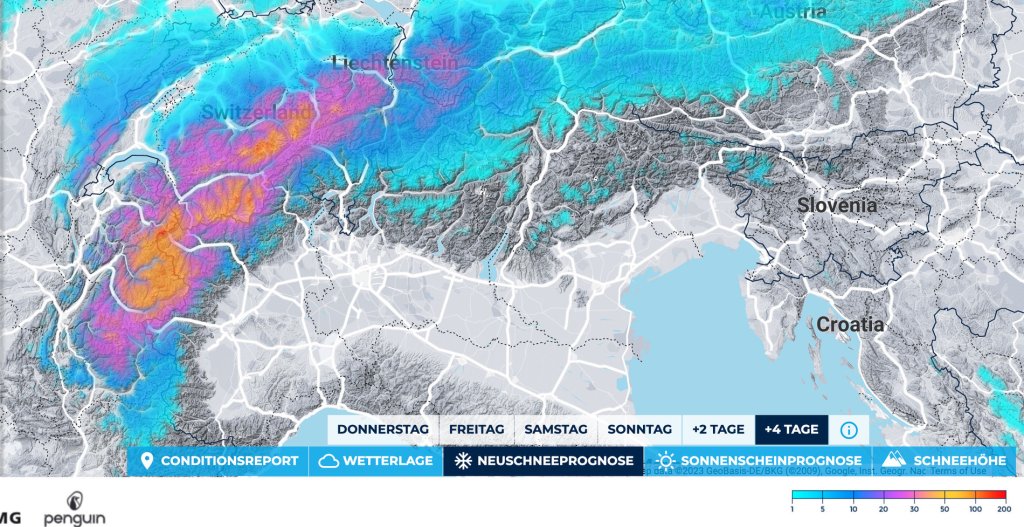 Fresh snow forecast for the next 4 days: Exciting for the Western Alps!