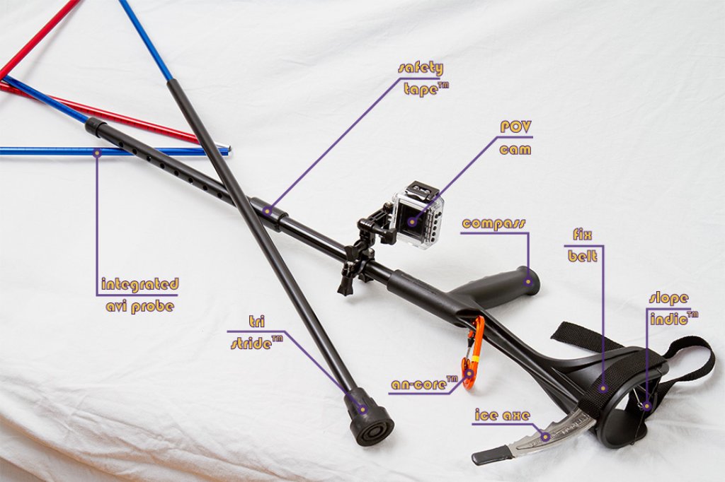 Die Freeski-Mountaineering Crutches von Ortho-Works in der Experten-Variante sickeinself(TM)