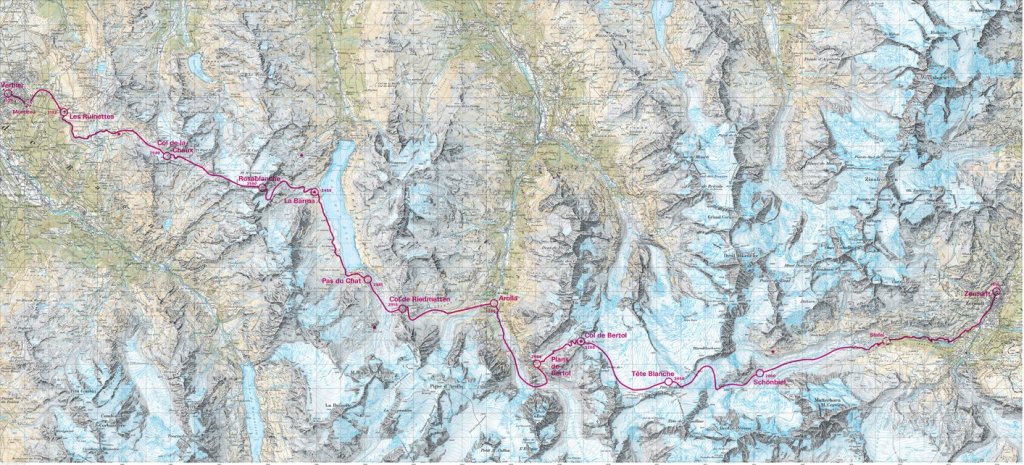 Streckenverlauf der Patrouille des Glaciers