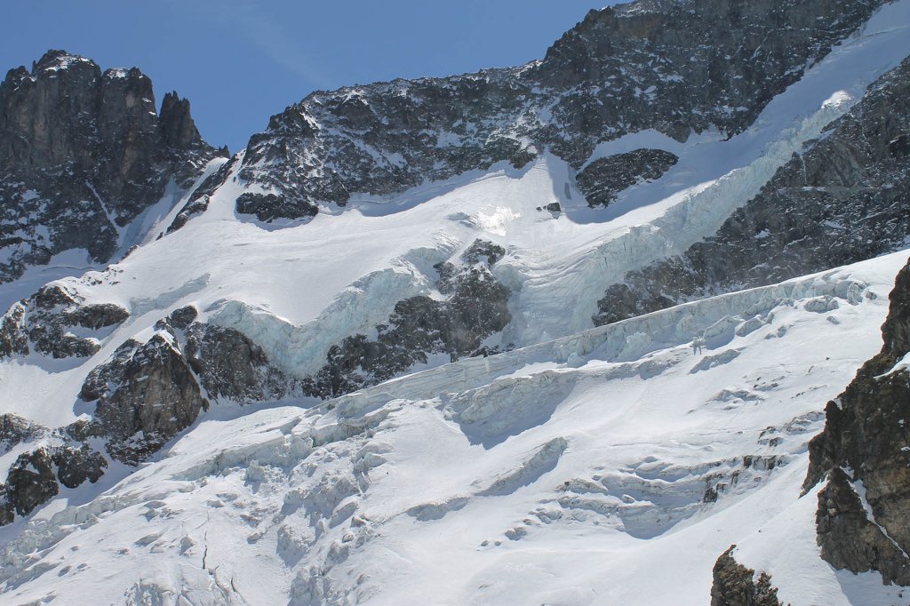 Ausblick auf den Glacier de l'homme vom Refuge de l'Aigle