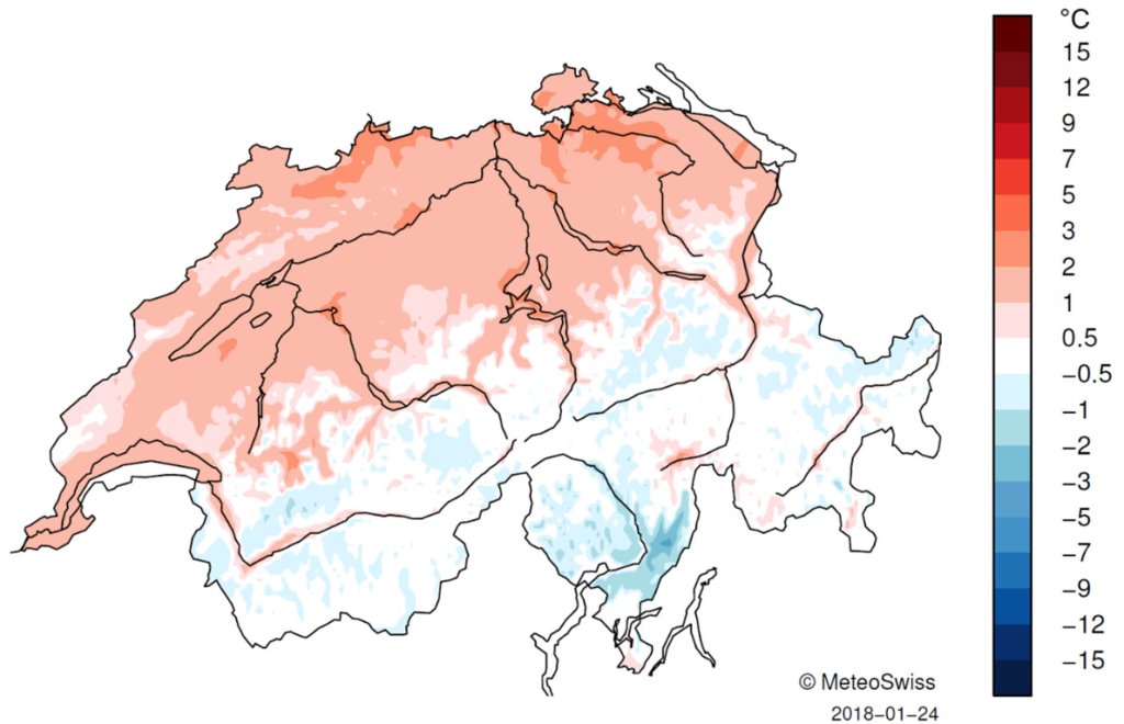 Temperaturanomalie Januar, Schweiz