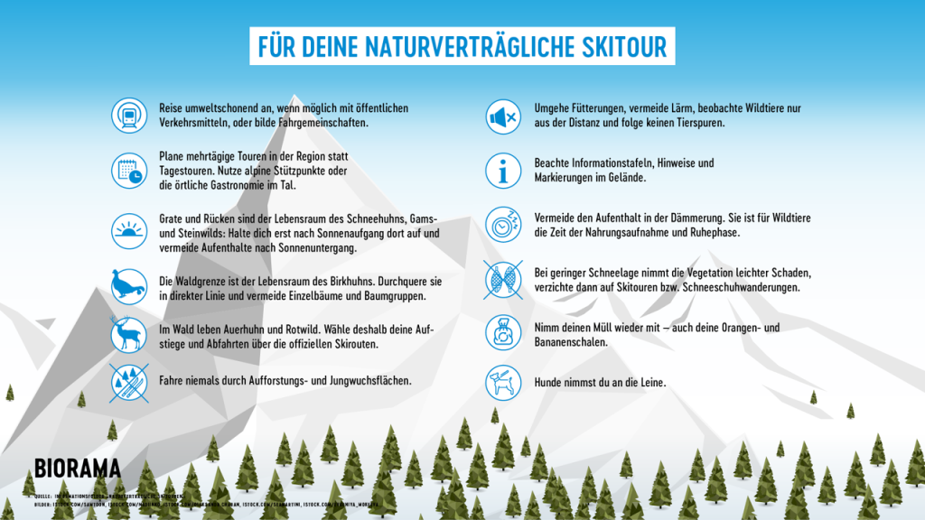Empfehlungen für naturverträgliches Skitourengehen