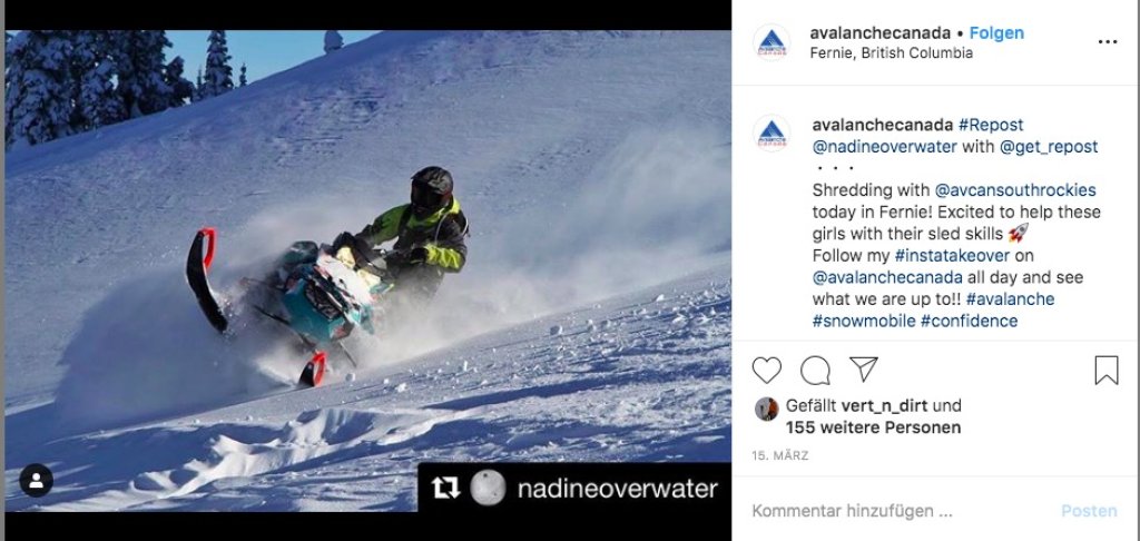 Avalanche Ambassador Instagram Takeover beim kanadischen Lawinenwarndienst.